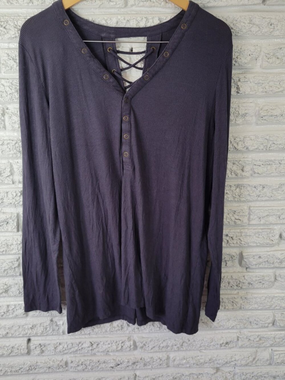 Torrid Super Soft 3X Gray Tunic Lace Up Back Long Sleeve V-Neck Boho GRA38E - Picture 4 of 7